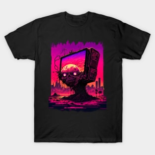 Post Apocalyptic Synthwave Skull Billboard T-Shirt